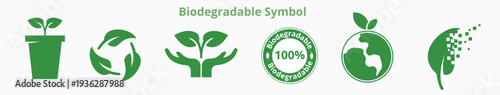 Biodegradable eco friendly symbol with green leaf concept isolated on white background,