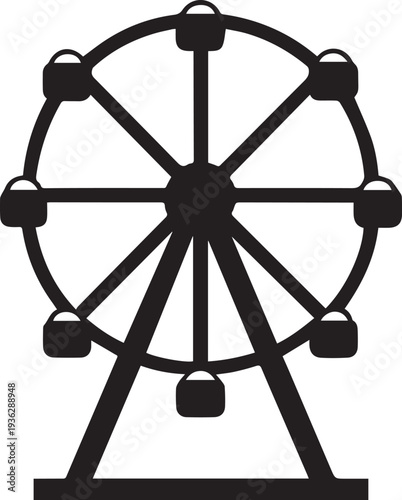 Ferris Wheel Silhouette Vector Black and White