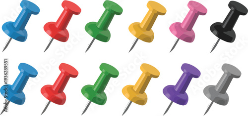 push pins isolated on white background