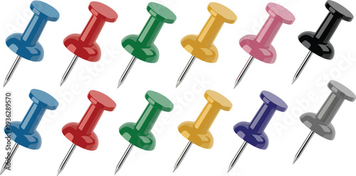 push pins isolated on white