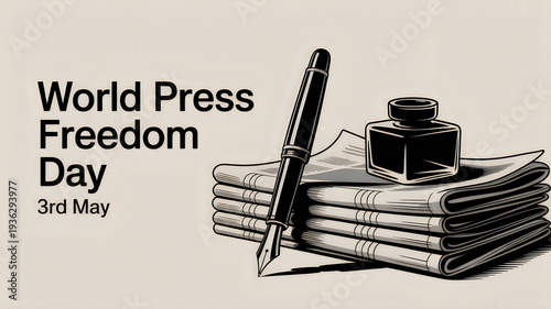 Celebrating world press freedom day with traditional journalistic symbols on may third
