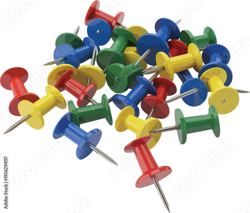 push pins isolated on white background