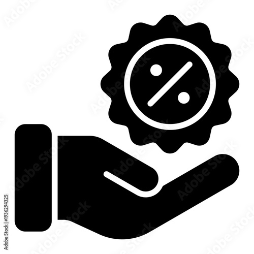 Value Discount Glyph Icon – Rate Cut, Discount and Financial Reduction Concept