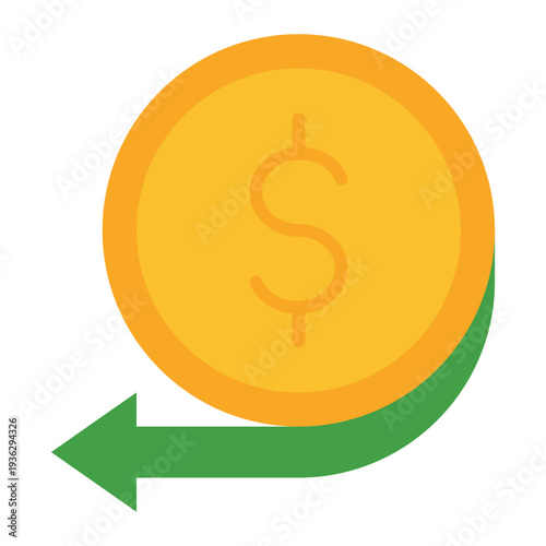 Cashback Offer Flat Icon – Rate Cut, Discount and Financial Reduction Concept