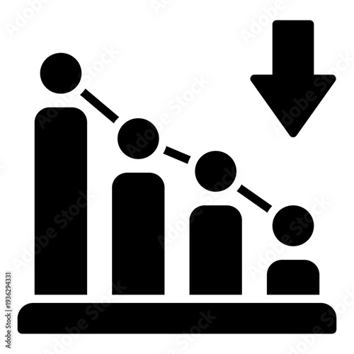 Rate Reduction Glyph Icon – Rate Cut, Discount and Financial Reduction Concept