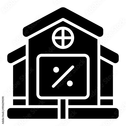 Mortgage Discount Glyph Icon – Rate Cut, Discount and Financial Reduction Concept