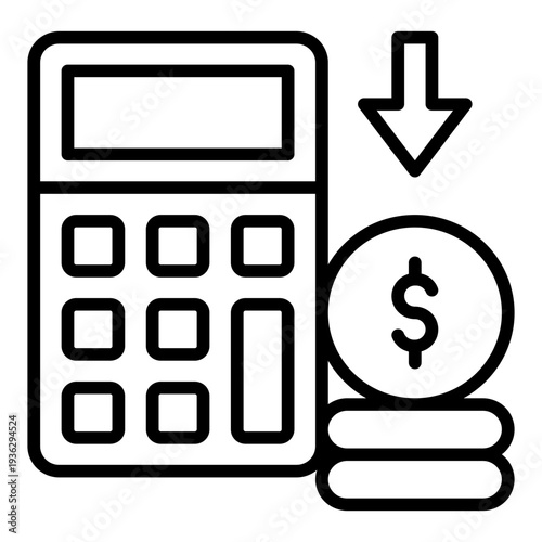 Loan Interest Cut Rate Cut Line Icon