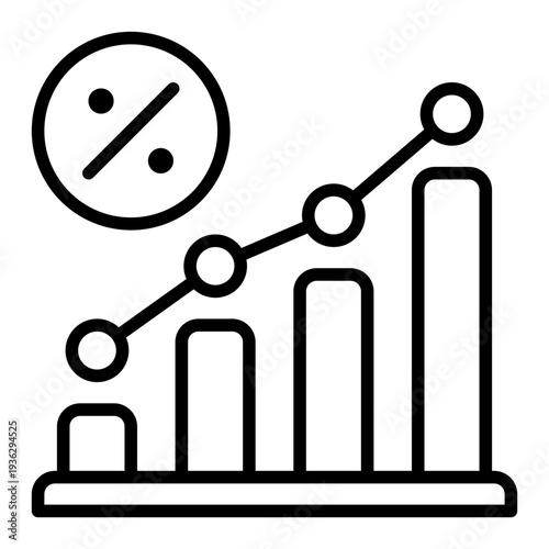 Interest Rates Rate Cut Line Icon