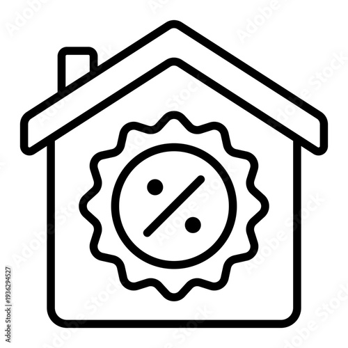 Home Discount Rate Cut Line Icon
