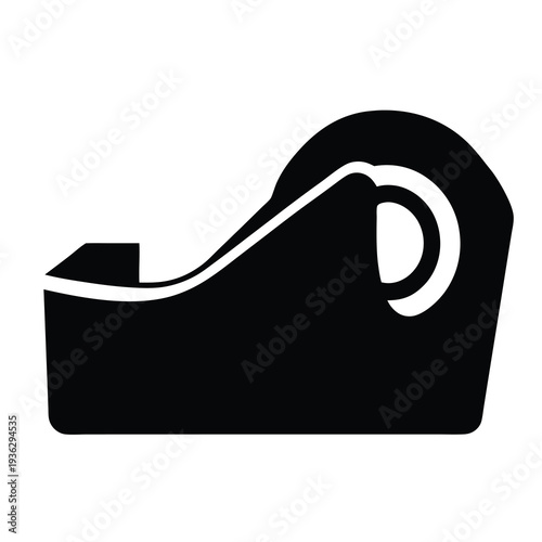 Simple and minimalist black silhouette illustration of a tape dispenser on white