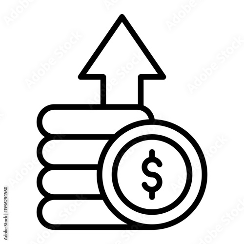 Dollar Appreciation Rate Cut Line Icon