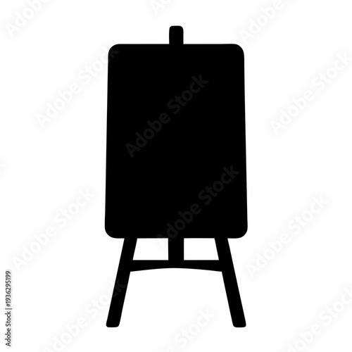 Black silhouette of an art easel with a blank canvas stand