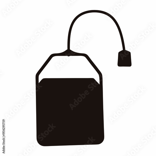 A simple minimalist design of a teabag in black and white color