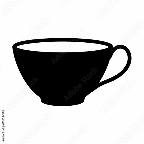 Silhouette of a tea cup with a handle on a white background