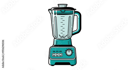 Teal kitchen blender appliance.