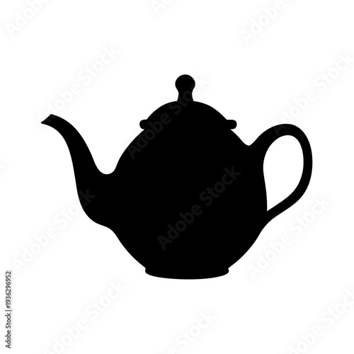 Elegant silhouette of a classic teapot with spout, handle, and lid