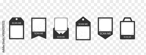 Scan me Frame. Barcode and QR code Scanner for mobile payment in phone app. Click button or icon for quick pay and business now. Flat Vector illustration.