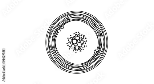 Abstract circular pattern with organic cluster in center.