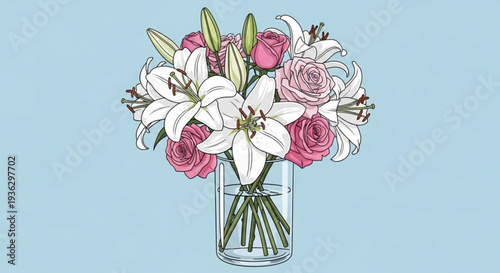 Vibrant orange cat sitting surrounded by colorful floral wreath on light blue background