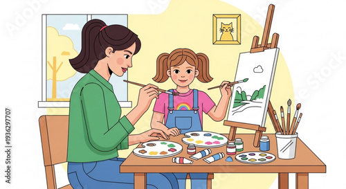 Cartoon girl with dogs receiving vaccination promoting pet health and veterinary care services