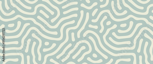 Modern Sage Green Organic Turing Pattern Background. A sophisticated vector illustration featuring a seamless-style maze of fluid, hand-drawn lines in soft muted green.