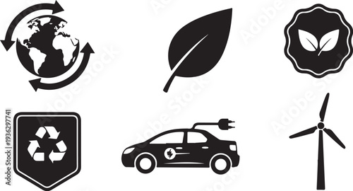 Eco Friendly Symbols for Sustainable Living and Green Energy
