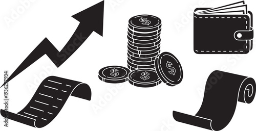 Financial growth concept with money and rising arrow symbol