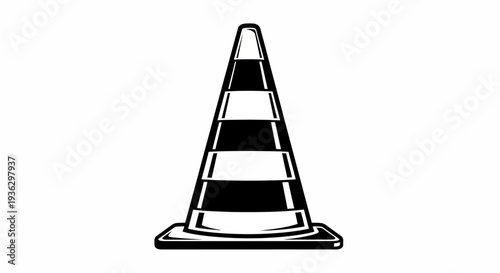 Black and white traffic cone illustration.