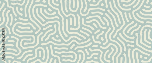 Modern Sage Green Organic Turing Pattern Background. A sophisticated vector illustration featuring a seamless-style maze of fluid, hand-drawn lines in soft muted green.