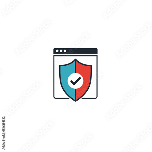 A shield with a check mark inside a browser window