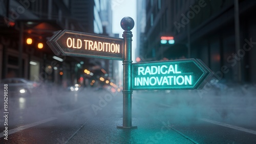 Street signs pointing to old tradition and radical innovation