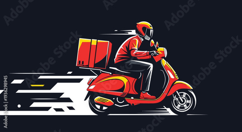 Delivery person riding a scooter with a large insulated bag.