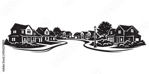 Cul De Sac Silhouette, Silhouette Vector, Isolated on White Background