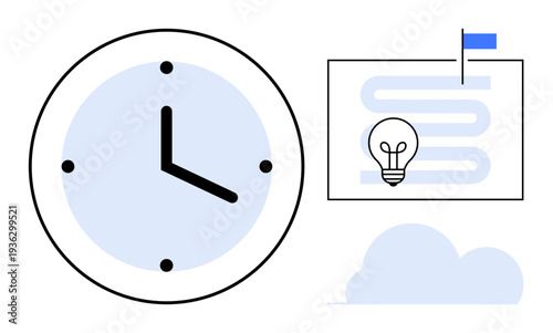 Time management concept. Clock s tracking time, while task planning visuals highlight organization and productivity. Time management improves efficiency and focus. Great for productivity tools