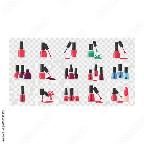 A collection of nail polish bottles and manicure tools