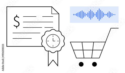 Digital transaction concept. Digital transaction includes shopping carts and purchase bills, online operations. Digital transaction connecting e-commerce and data security. For e-commerce, fintech