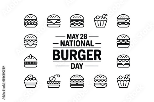 Burger icon vector illustration for National Burger Day on May 28