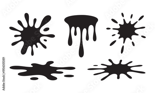 Liquid Splatter and Ink Blot Illustration - Dynamic Fluid Motion