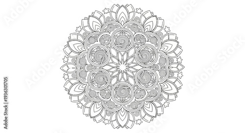 Intricate mandala pattern with floral elements and geometric symmetry.