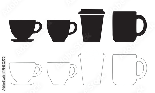 Coffee and Tea Cup Collection - Mug, Espresso, and To-Go Cup