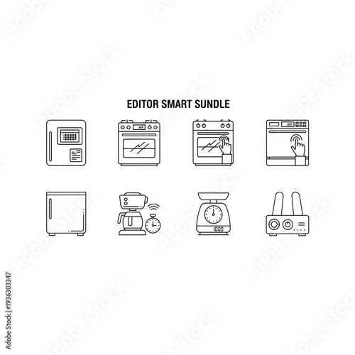 A collection of kitchen appliances icons