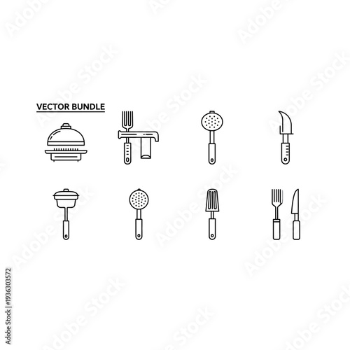 Kitchen utensils and cutlery icons