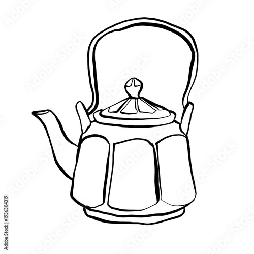 vintage teapot silhouettes and line art illustrations in classic retro style. solid silhouettes ideal for kitchen decor design, cafe branding, tea packaging, menu design, logos, stickers, poster