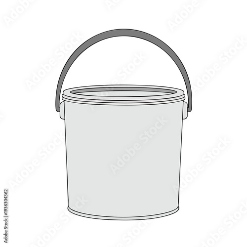 Empty Metallic Paint Bucket with Handle for Construction and Industrial Use