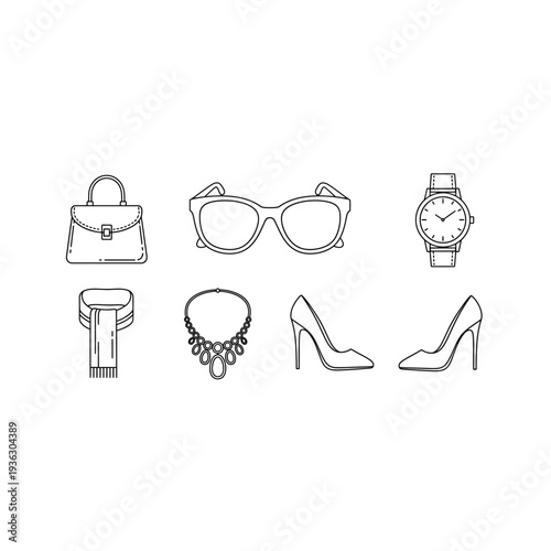 A collection of fashion accessories