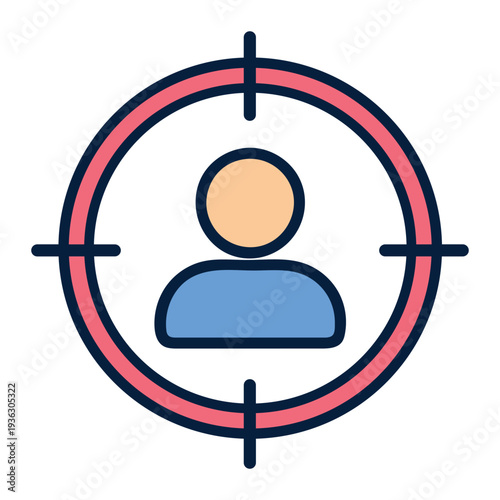 Target audience outline color icon for marketing research and consumer segmentation
