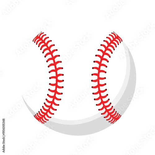 Close up of a Baseball with Red Stitches on a White Background