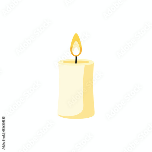 Simple Candle Flame on a Neutral Background for Relaxation and Ambiance