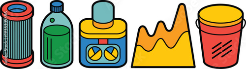 A car air freshener icon set with colorful illustrations and simple designs