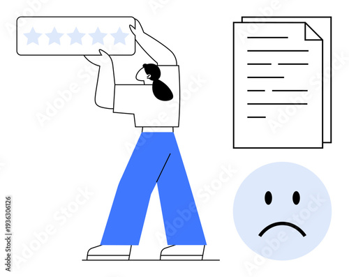 Customer feedback with low rating dissatisfaction and criticism in services or products. Highlighting consumer reviews and their impact on companies. Ideal for business, consumer dynamics, branding